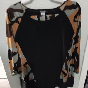 Camouflage Raglan Sleeve Women's Top
